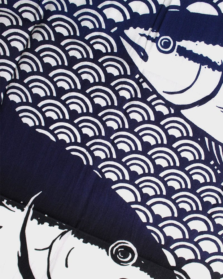Tenugui, Chusen-Zome, Blue Gradient with Fish