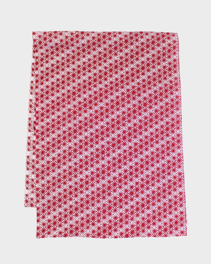 Tenugui, Classic, Komon, Red Asanoha with Variated Lines