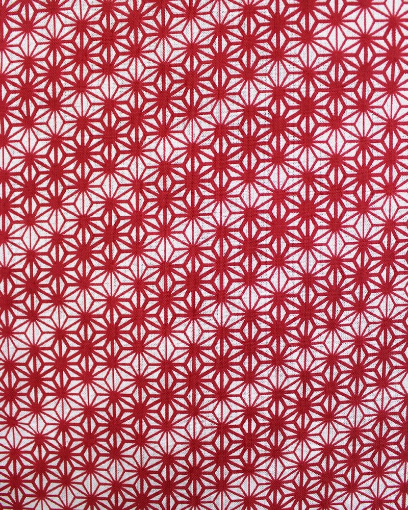 Tenugui, Classic, Komon, Red Asanoha with Variated Lines