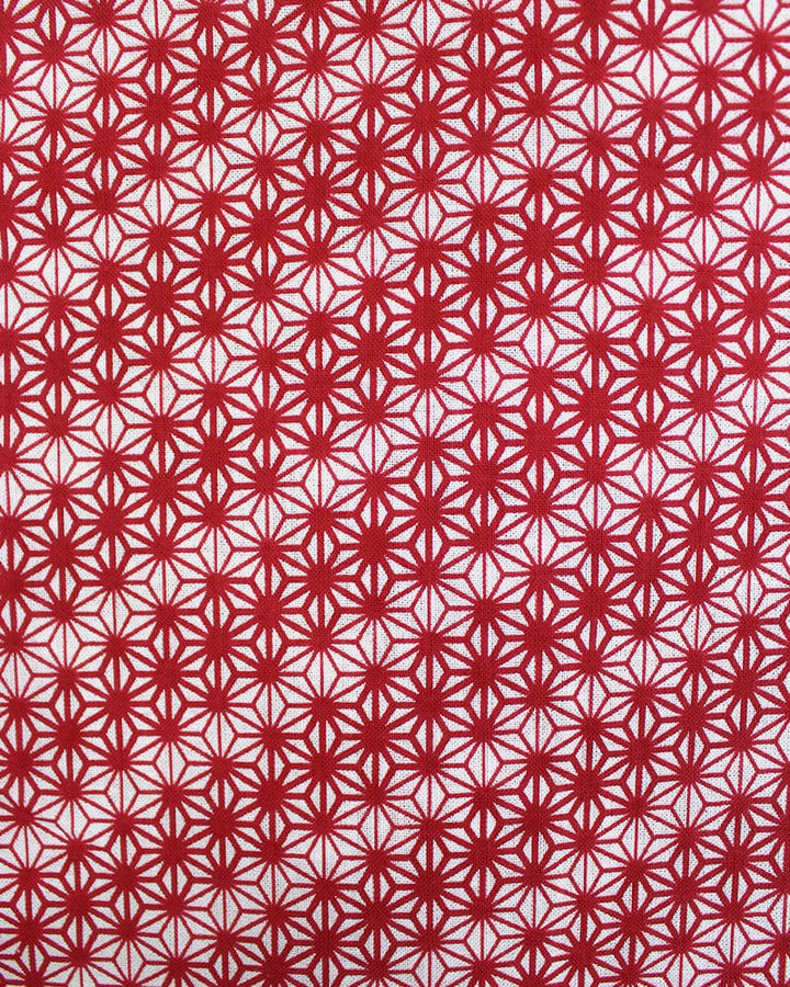 Tenugui, Classic, Komon, Red Asanoha with Variated Lines