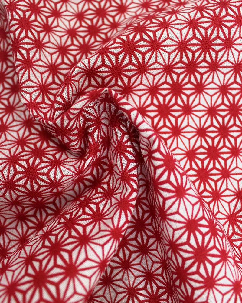 Tenugui, Classic, Komon, Red Asanoha with Variated Lines