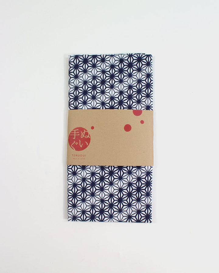 Tenugui, Classic, Komon, Navy Asanoha with Variated Lines