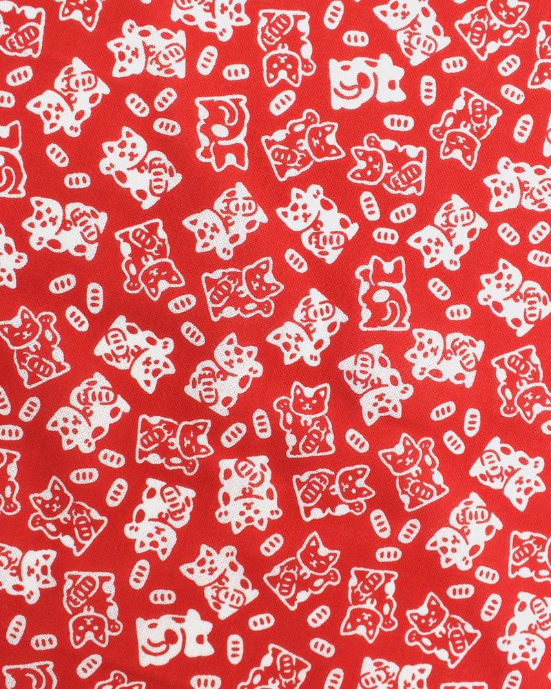Tenugui, Classic, Komon, Red Maneki-Neko
