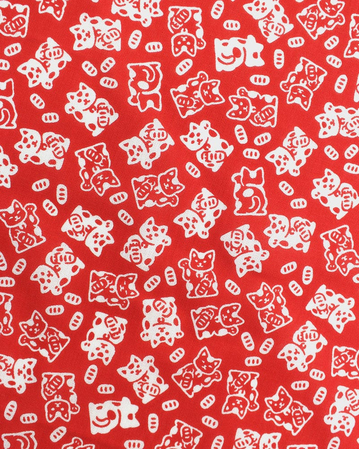 Tenugui, Classic, Komon, Red Maneki-Neko