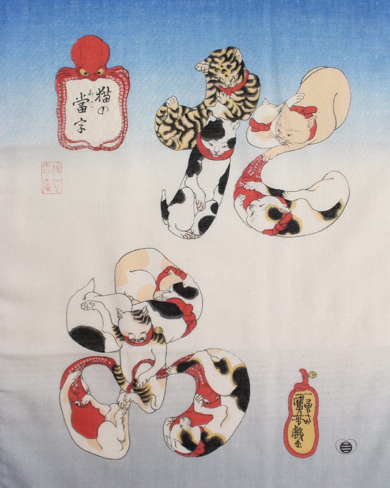 Tenugui, Double Gauze, Utagawa Kuniyoshi - Octopus and Blowfish