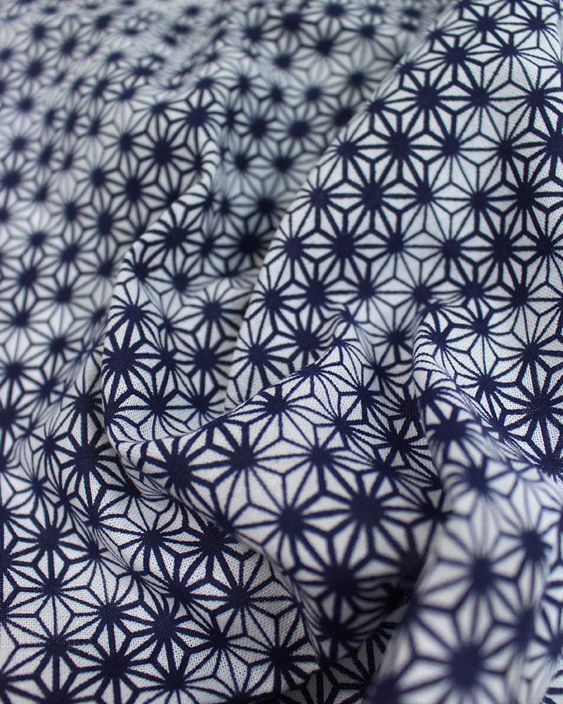 Tenugui, Classic, Komon, Navy Asanoha with Variated Lines