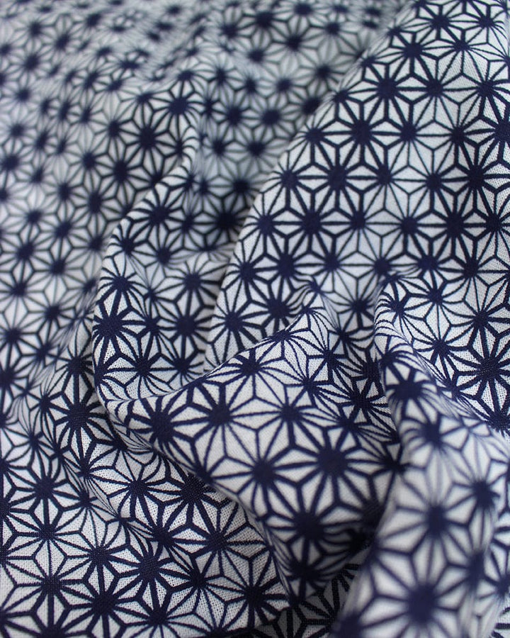 Tenugui, Classic, Komon, Navy Asanoha with Variated Lines