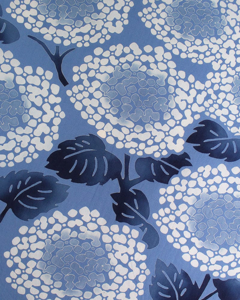 Tenugui, Chusen-Zome, Blue Hydrangea and Swallow