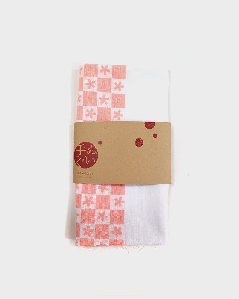 Tenugui, Classic, Komon, Sakura Within Checkers