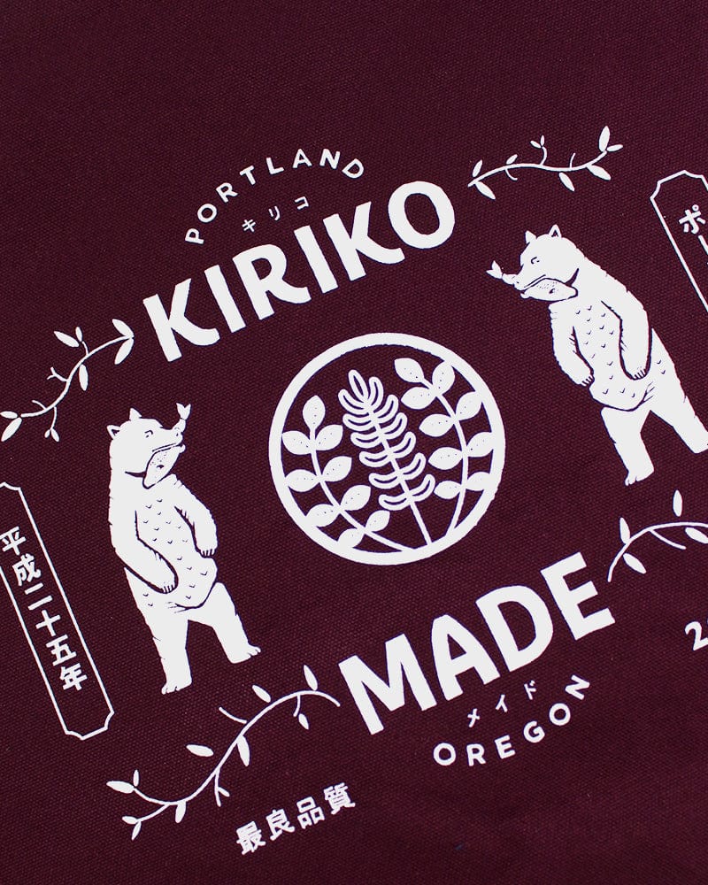 Kiriko Original Large Tote Bag, Canvas, Burgundy Bear
