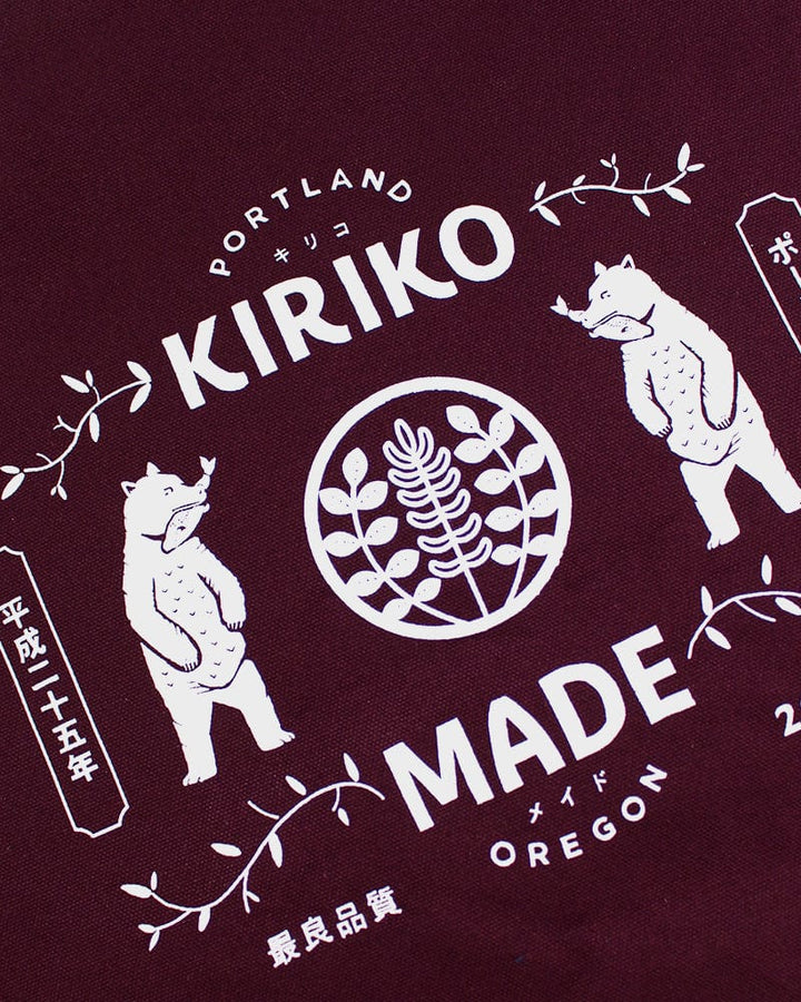 Kiriko Original Large Tote Bag, Canvas, Burgundy Bear