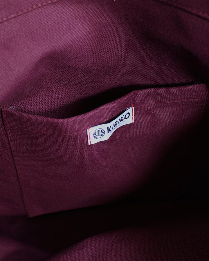 Kiriko Original Large Tote Bag, Canvas, Burgundy Bear