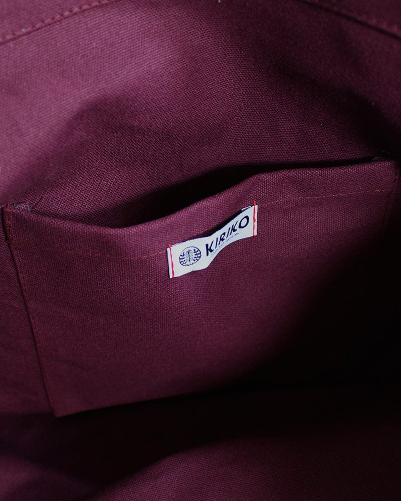 Kiriko Original Large Tote Bag, Canvas, Burgundy Bear