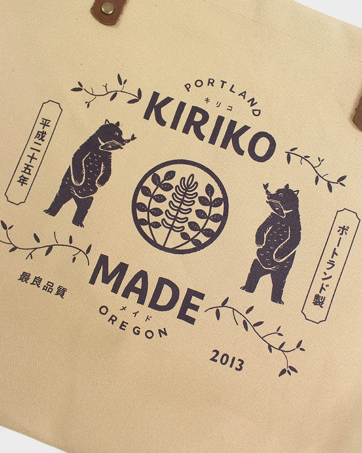 Kiriko Original Large Tote Bag, Canvas, Natural Bear