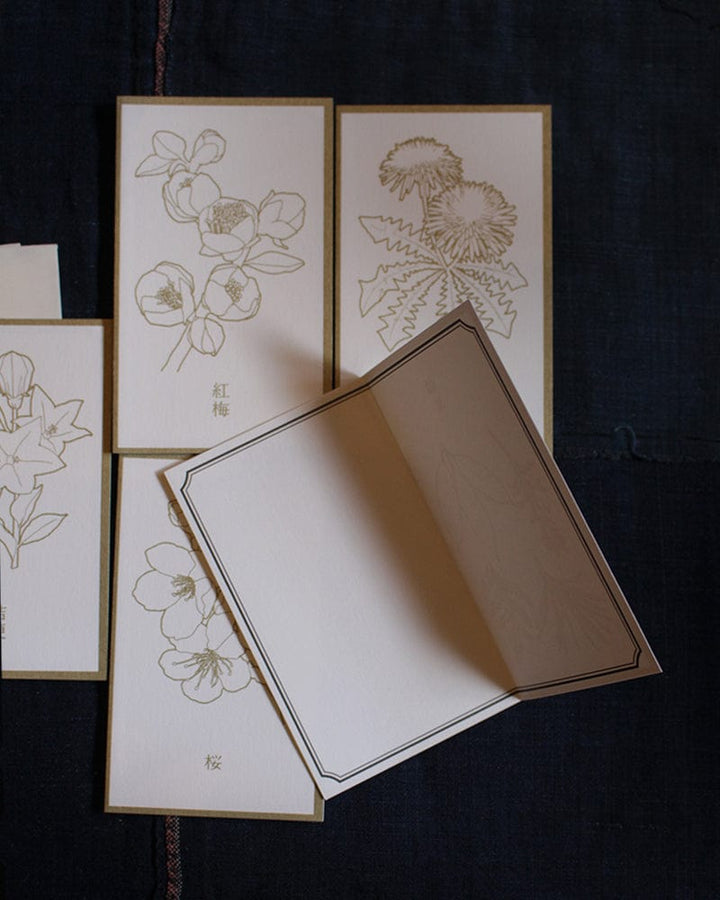 Greeting Cards, Mini, Floral Color-In, White and Gold