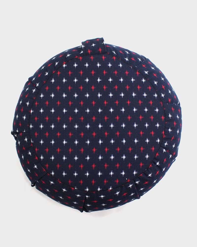 Kiriko Original Meditation Pillow, One-Tone Zafu, Indigo, Red and White Jyuji