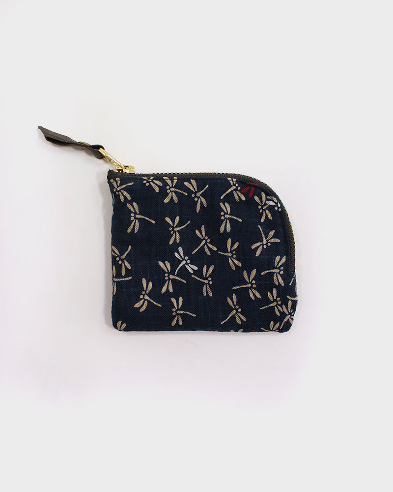 Kiriko Original, Zipper Wallet, Indigo Tonbo with Red