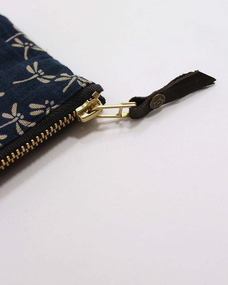 Kiriko Original, Zipper Wallet, Indigo Tonbo with Red