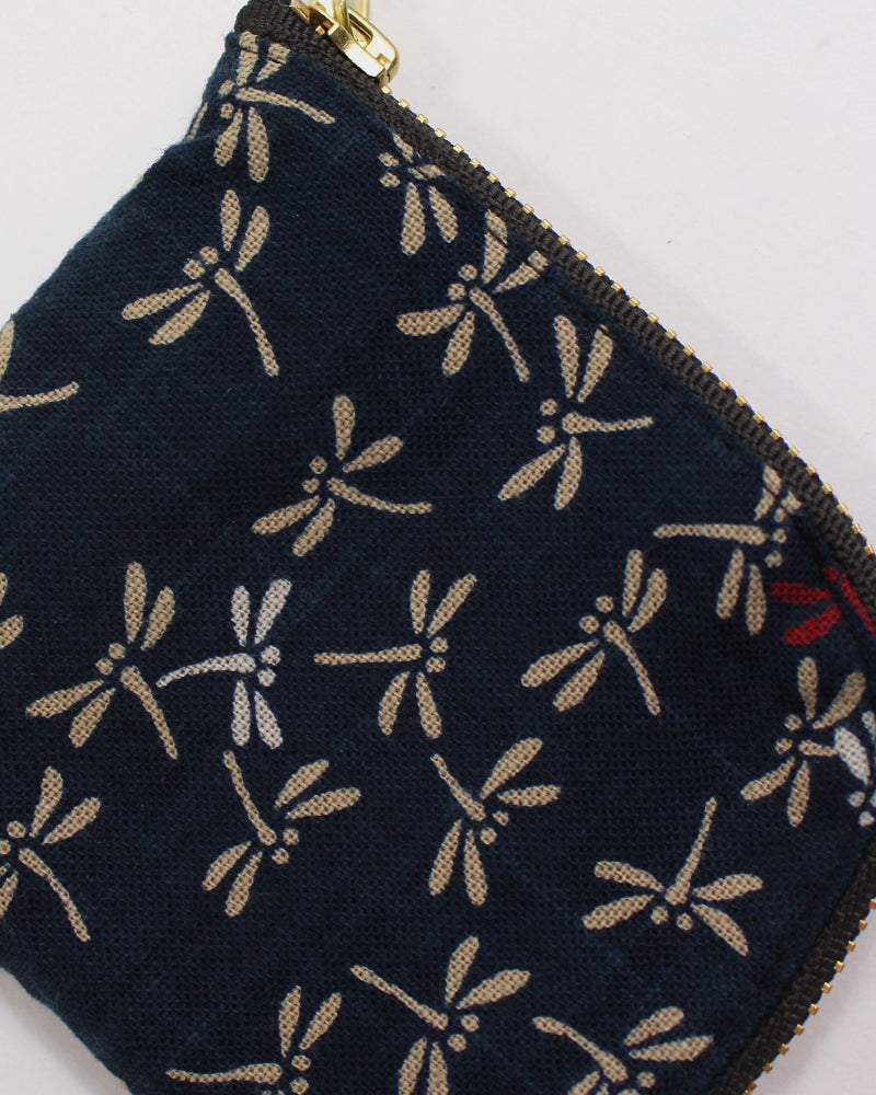 Kiriko Original, Zipper Wallet, Indigo Tonbo with Red