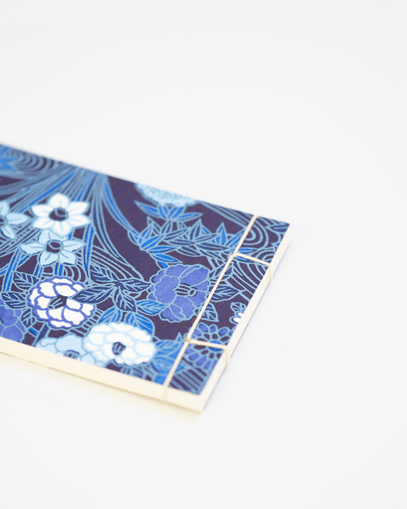 Shogado Memo Pad, Classic Series #12, Shades of Blue, Multi Floral Pattern
