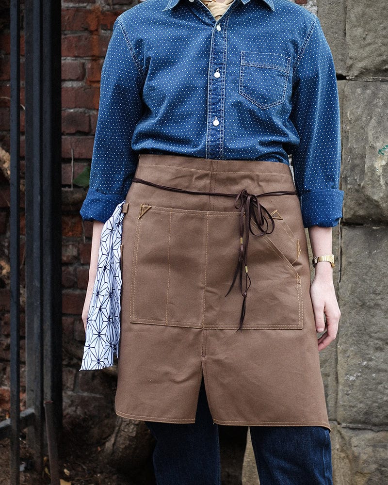 Kokoro Original Work Apron, Waist, Canvas, Brown