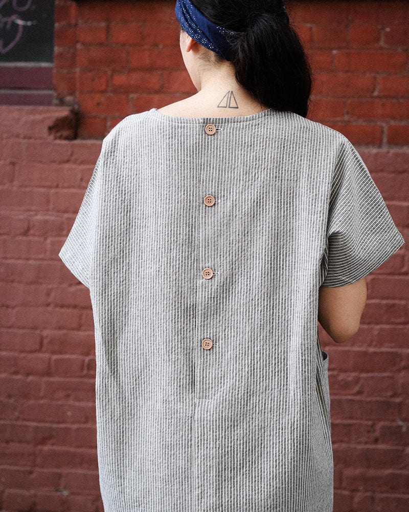ToK Pocket Dress, Oversized, Grey Shima