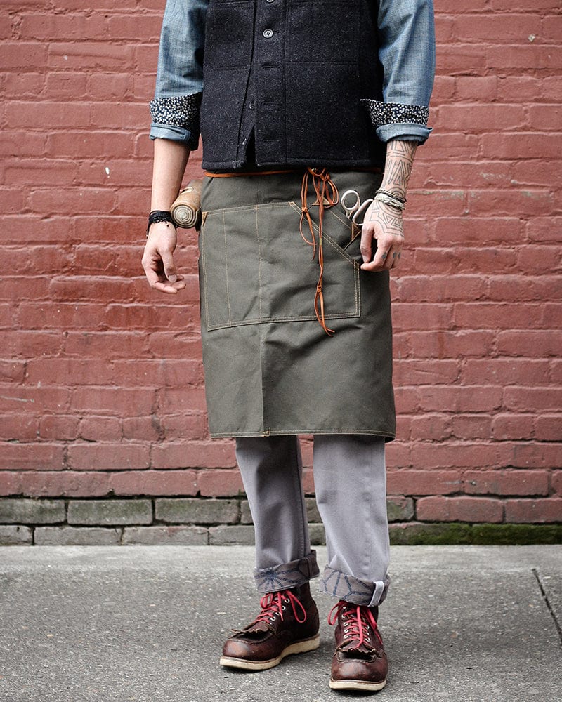 Kokoro Original Work Apron, Waist, Canvas, Military Green