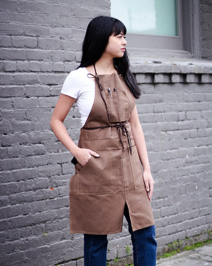 Kokoro Original Work Apron, Full, Canvas, Brown