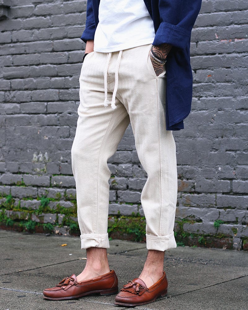 Natural-colored Kaze pants by Prospective Flow at Kiriko Made
