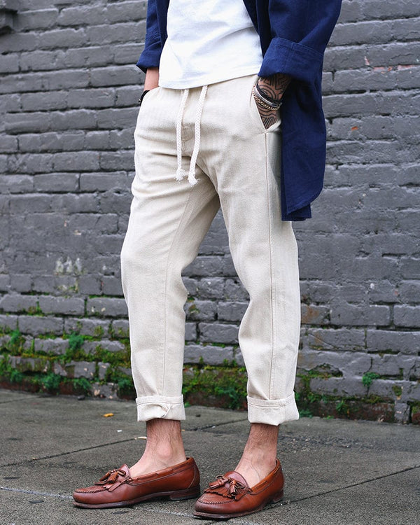 Natural-colored Kaze pants by Prospective Flow at Kiriko Made