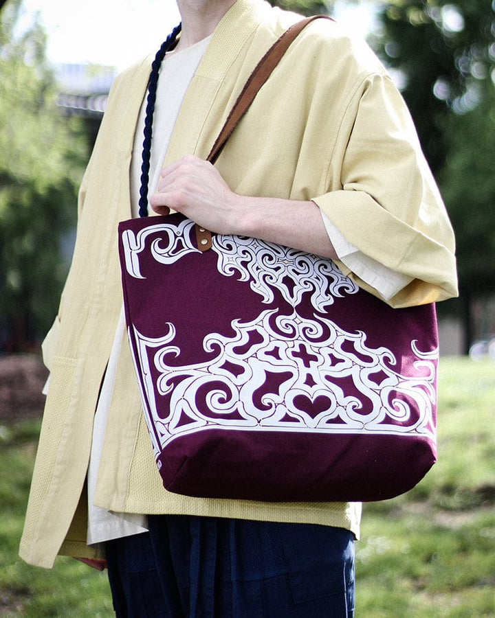 Kiriko Original Tote, Canvas, Burgundy Ainu