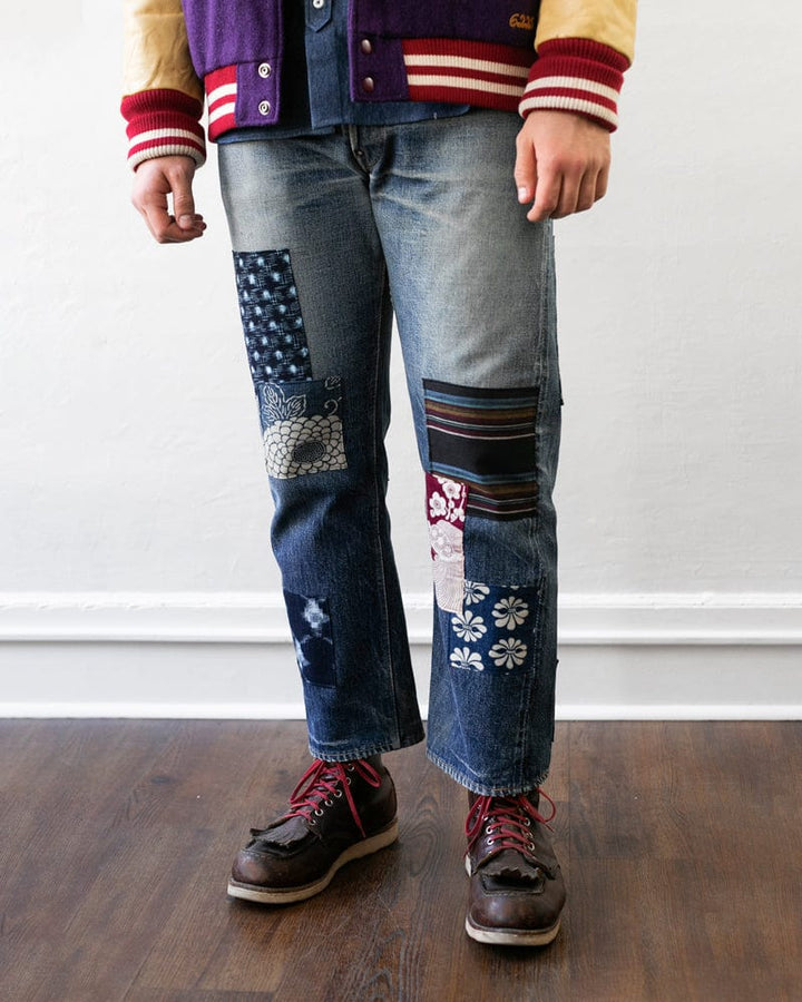 Kiriko Custom Denim Jeans, Patched Vintage Boro, Warehouse & Co. Brand - 32" x 34"