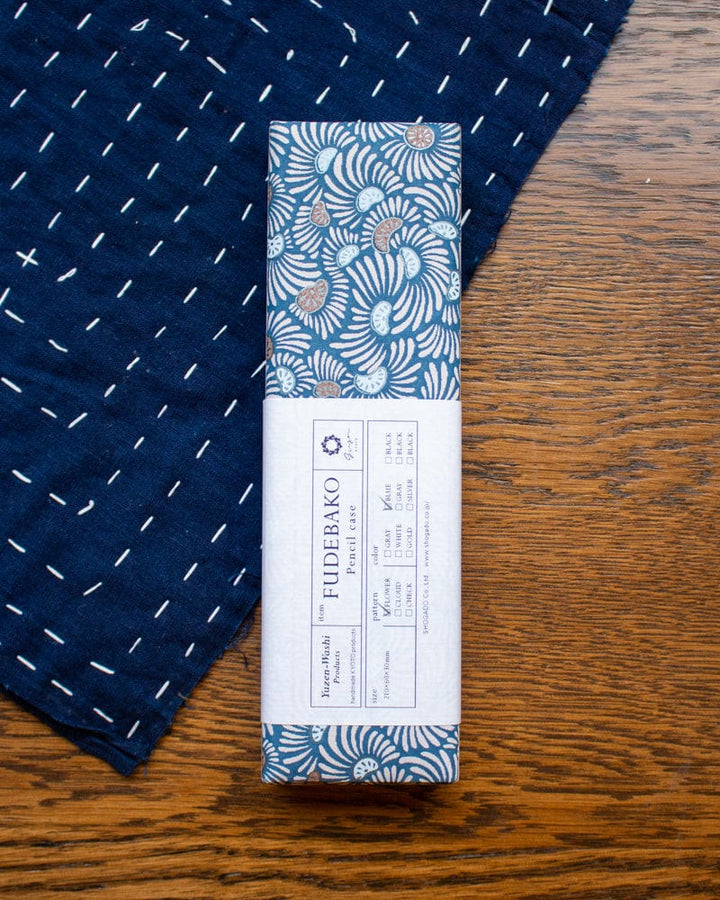 Shogado Pencil Box, Ginger Series, Blue Floral