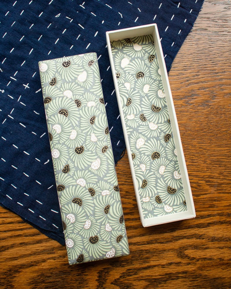 Shogado Pencil Box, Ginger Series, Flower Gray