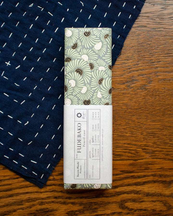 Shogado Pencil Box, Ginger Series, Gray Floral