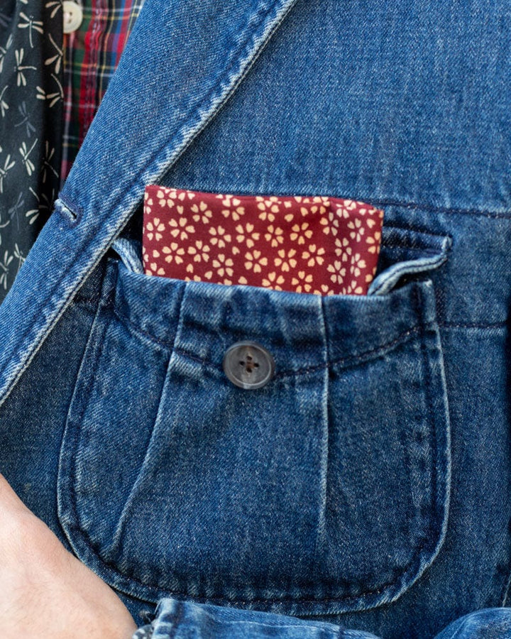 Kiriko Original Pocket Square, Red Small Sakura