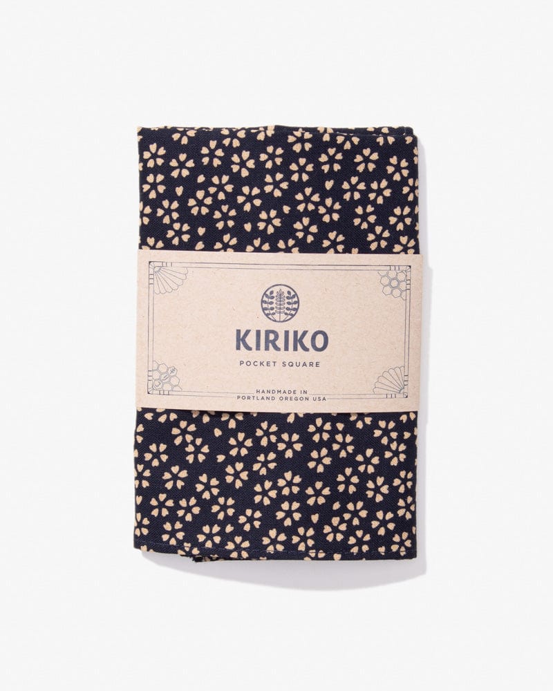 Kiriko Original Pocket Square, Indigo Small Sakura