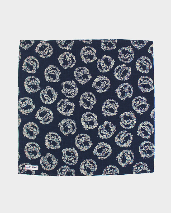 Kiriko Original Bandana, Classic, Indigo Circular Dragon