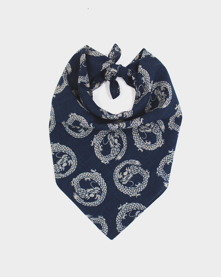 Kiriko Original Bandana, Classic, Indigo Circular Dragon