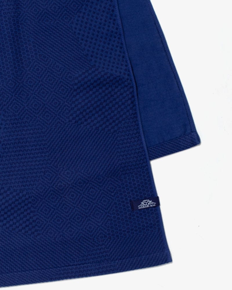 Maple &amp; Moon Bath Towel, Blue with Blue Sashiko Stitching