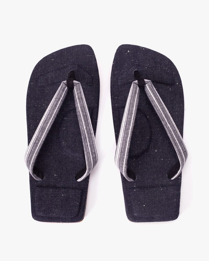 Yamato Kobo, Setta Sandals, White and Navy Shima, Shijira Weave with Okayama Denim