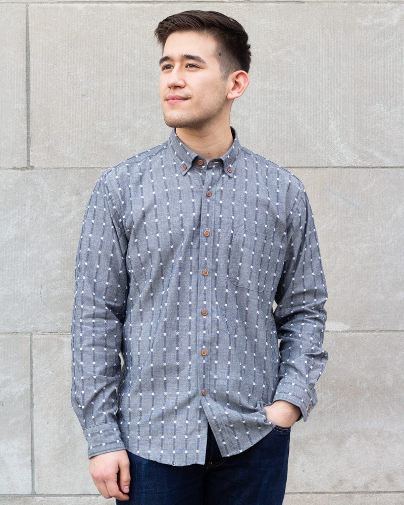 ToK Shirt, Long Sleeve Button-Up, Grey with White &