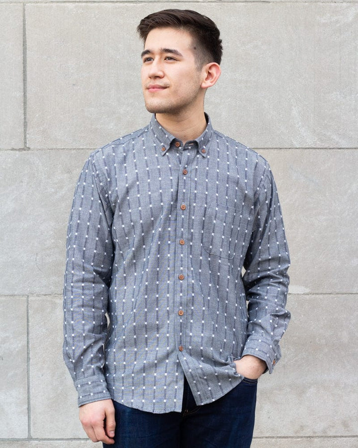 ToK Shirt, Long Sleeve Button-Up, Grey with White &