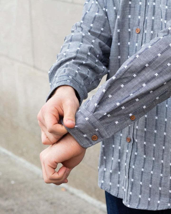 ToK Shirt, Long Sleeve Button-Up, Grey with White &