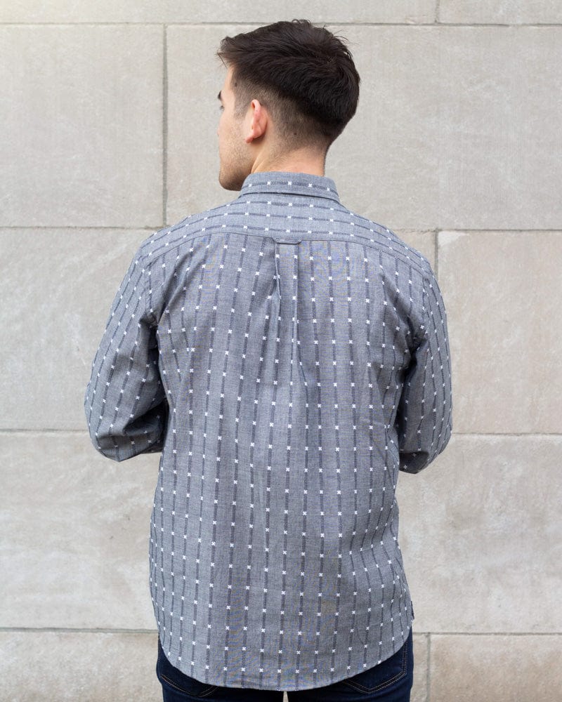 ToK Shirt, Long Sleeve Button-Up, Grey with White &