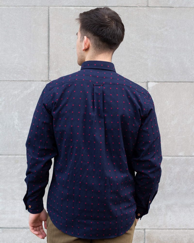 ToK Shirt, Long Sleeve Button-Up, Indigo with Red &