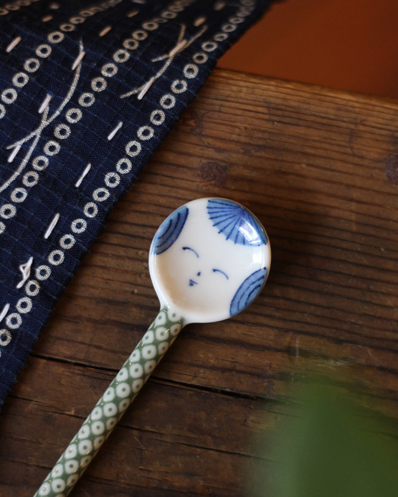 Hand-Painted Spoon, Ichiyama, Kokeshi, Green
