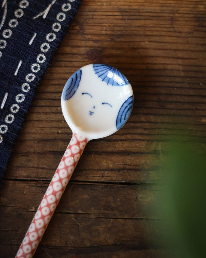 Hand-Painted Spoon, Ichiyama, Kokeshi, Red