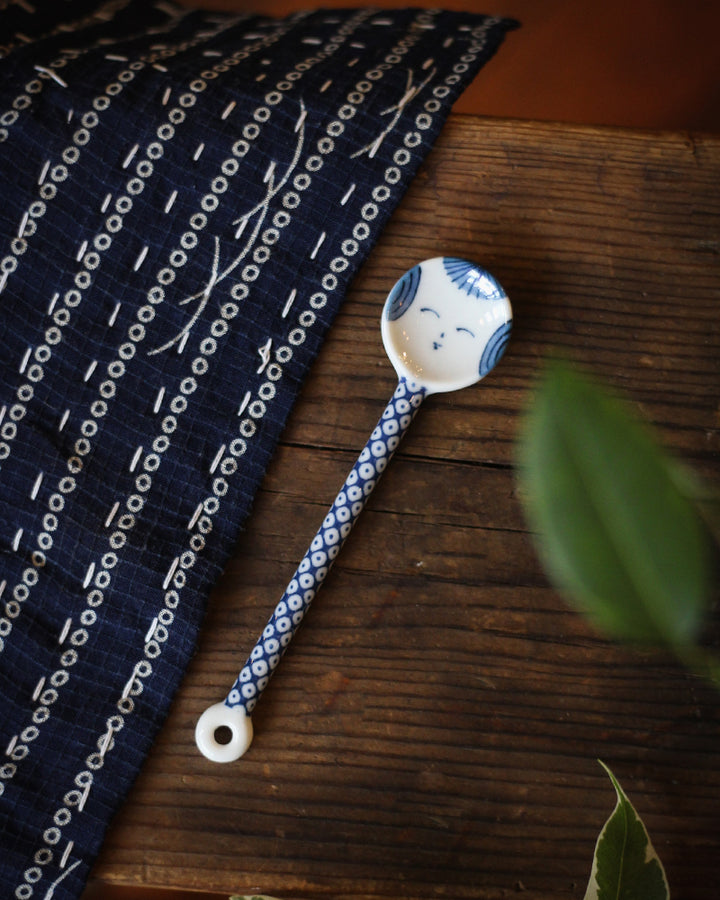 Hand-Painted Spoon, Ichiyama, Kokeshi, Indigo