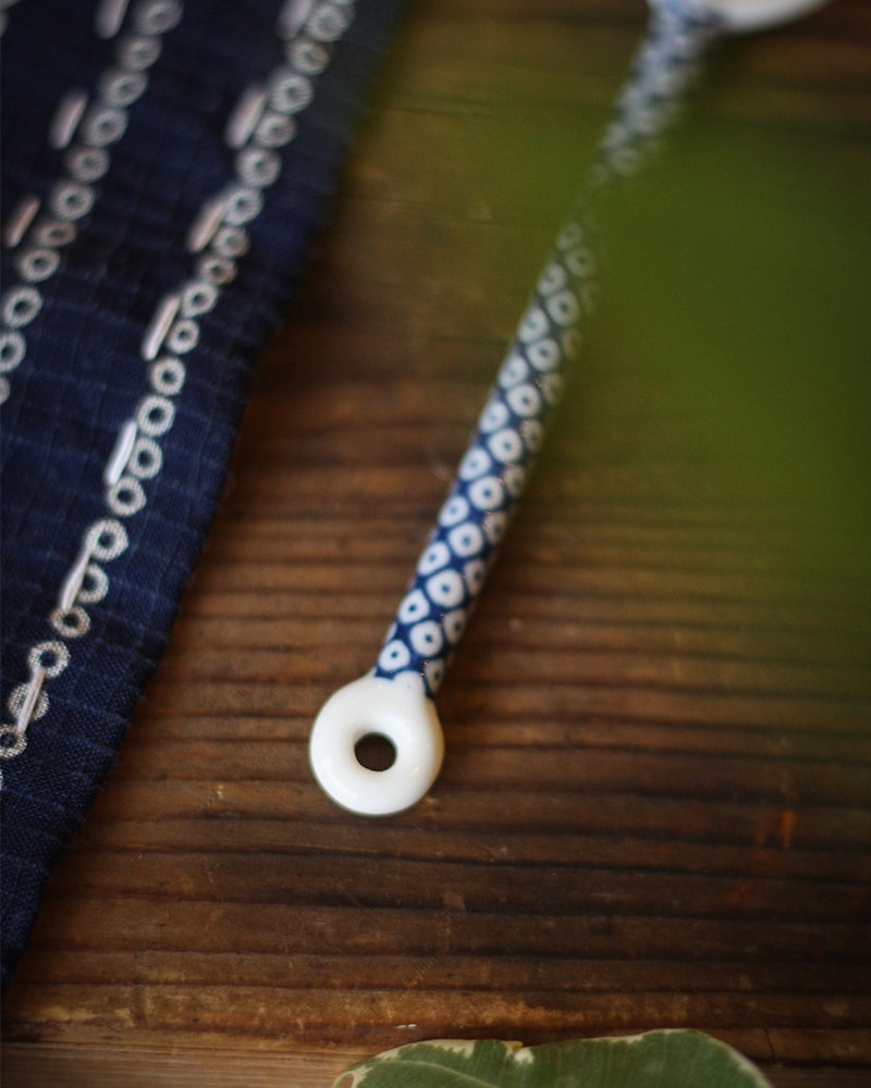 Hand-Painted Spoon, Ichiyama, Kokeshi, Indigo